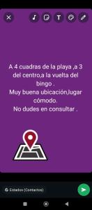 a screenshot of a text message on a cell phone at Duplex santa Teresita para 6 personas in Santa Teresita