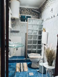 un bagno con un water e un lavandino di Alma de Spa heated pool a Bella Vista