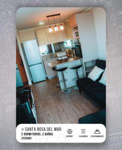 a small apartment with a kitchen and a living room at Ed 1 New Apartment Coquimbo in Coquimbo