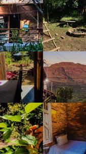 Caeté-AçuにあるSuíte Oriente Vale do Capãoの渓谷の景色を写した写真のコラージュ