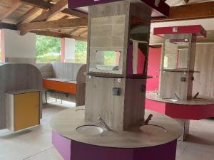 a bathroom with two sinks in a room at Mobil-home confortable avec terrasse - API-1-52-641 in Le Boulou