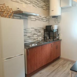 a kitchen with a sink and a refrigerator at Cornisa Tourists Home in Toledo