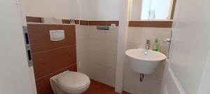 un piccolo bagno con un water e un lavandino di Juliusruh Strandparadies 5 a Juliusruh
