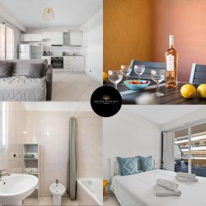 a collage of photos of a bathroom and a bedroom at PALACIO- Centre-Ville - Parking privé - Proche Mer - Grande terrasse in Menton