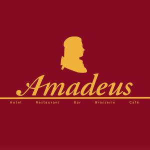 ハノーファーにあるHotel-Restaurant Amadeusのエミレーツホテルのレストランバーのロゴ
