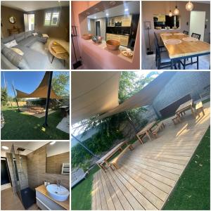 a collage of four pictures of a house at La Calypso maison atypique in Sète