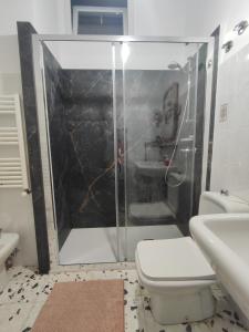 a bathroom with a shower with a toilet and a sink at Gli Amici di Filippo in Agira