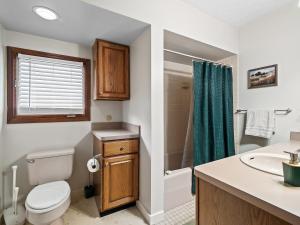 a bathroom with a toilet and a sink and a shower at Historical District,Fully equipped,3 Beds,Sleeps 6 in Bedford +28 photos