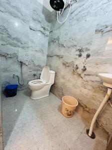 a bathroom with a toilet and a sink at Hotel Jyoti Stay Inn 10 Min to Ram Tample in Ayodhya