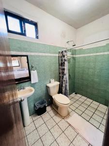 a bathroom with a toilet and a sink at Bungalows Las Palmas Cabo Pulmo in Cabo Pulmo