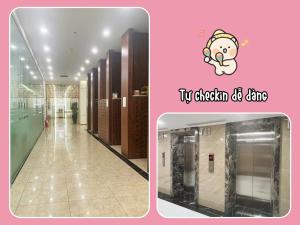 a picture of a hallway with a tile floor and a sticker of an empty room at Ari Apartment cùng bạn khám phá foodtour Hải Phòng in Hai Phong +21 photos