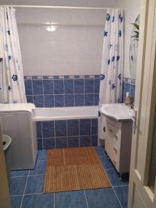 ein Badezimmer mit Badewanne und Waschbecken in der Unterkunft Casa Cătălina in Silvaşu de Jos + 39 Fotos