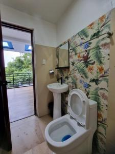 SungayTwin Sister House Tagaytay Private Pool的带马桶和水槽的浴室