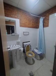 a bathroom with a toilet and a sink at Departamento Saturnino in Neuquén
