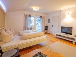 een woonkamer met een bed en een televisie bij Rosenberger I und II in Hopfgarten im Brixental