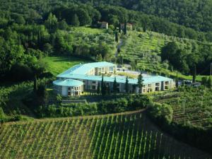 une vue aérienne d'une maison dans un vignoble dans l'établissement Apartment in Tuscany near Chianti Vineyards, à Tavarnelle in Val di Pesa