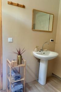 a bathroom with a sink and a mirror at Bora Bora Wonderful Lodge in Bora Bora +10 photos