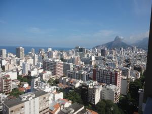 an aerial view of a city with a mountain in the background at Ipanema's heart in Rio de Janeiro