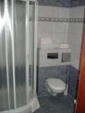a bathroom with a toilet and a shower at Pansion Marco Polo in Petrcane +32 photos