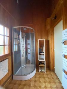 La salle de bains privative est pourvue d'une douche. dans l'établissement Chalet 6 personnes Besse et Saint Anastaise, à Besse-et-Saint-Anastaise