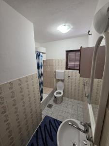 a bathroom with a toilet and a sink at Apartman Antica in Komiža +56 photos