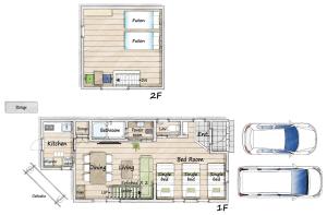 a drawing of a floor plan of a house at 柳生のおやど in Toyohashi