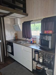 Η κουζίνα ή μικρή κουζίνα στο Tiny House Urlaub Übernachtung