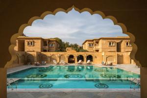 a view of a swimming pool in a building at Taj Gorbandh Palace, Jaisalmer in Jaisalmer