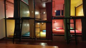 a group of bunk beds in a room at Carls' Corner in Kandy