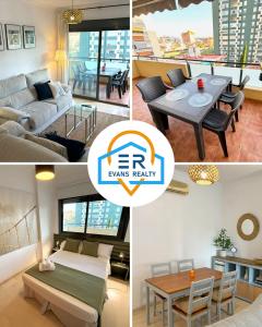 a collage of photos of a living room and dining room at Evans Realty BF Parking & Piscina & Terraza in Fuengirola