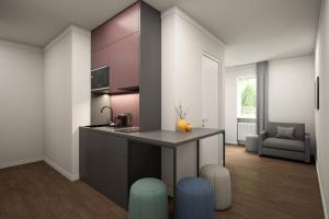 Η κουζίνα ή μικρή κουζίνα στο Homaris Nolli Studios