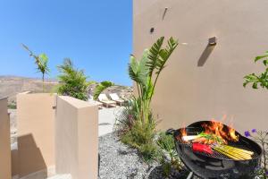 a barbecue grill in a garden with plants at Kaiman 41 by VillaGranCanaria in Salobre