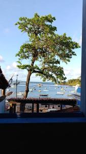 a view of a harbor with boats in the water at Hostel IndiaJara in Itacaré