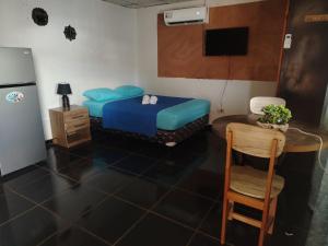 Camera con letto, tavolo e sedia di Apartahotel los cactus a David
