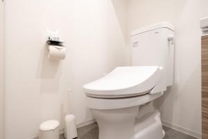 a bathroom with a white toilet in a room at Haven Shibaura in Wada