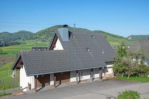 a roof of a house with a mountain in the background at Ferienhaus Kiliani in Bernau im Schwarzwald