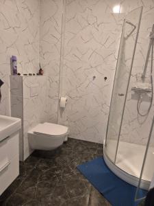 Koupelna v ubytování Apartamentai Bangų namai