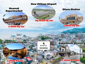 eine Collage aus verschiedenen Ansichten einer Stadt in der Unterkunft The Exstra in Otaru + 121 Fotos