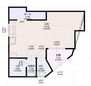 ein Diagramm eines Grundrisses eines Hauses in der Unterkunft The Exstra in Otaru