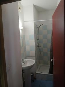 a bathroom with a sink and a shower at Grand appartement pour famille ou groupe en montagne - SKI- in Saint-François-Longchamp