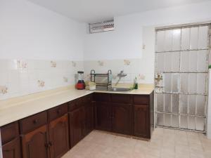 リマにあるKUSIHausのシンクとカウンタートップのあるキッチン