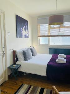 a bedroom with a bed and a window at Ground floor double with en suite shower room in Brighton & Hove