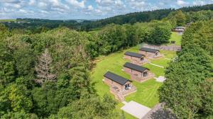 an overhead view of a house in the trees at Squirrel Lodge 43 with Hot Tub in Newton Stewart