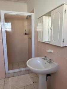 a bathroom with a sink and a shower at Crown Eagle Guest House in Harding