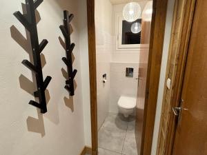 a bathroom with a toilet next to a door at 3 pièces, 2 chambres, balcon et parking, pour 6 personnes - FR-1-263-89 in Valloire +10 photos