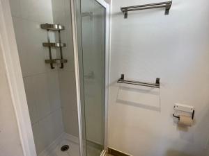 a shower with a glass door in a bathroom at Charmant T2 pour 4 pers avec Sauna, WiFi et Parking privé - FR-1-263-88 in Valloire +12 photos