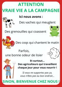a poster detailing the different types of animals in a villetta va la campaign at Chambre hibiscus in La Roche-sur-Yon