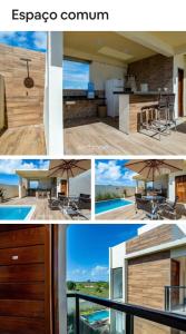 a collage of four pictures of a house at Ap barra grande com piscina in Marau