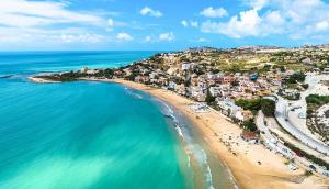 an aerial view of a beach and the ocean at Casa Sanfilippo in Porto Empedocle
