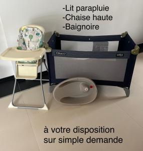 a mockup of a high chair next to a computer monitor at Gerardmer : Residence "l'eau vive" in Gérardmer